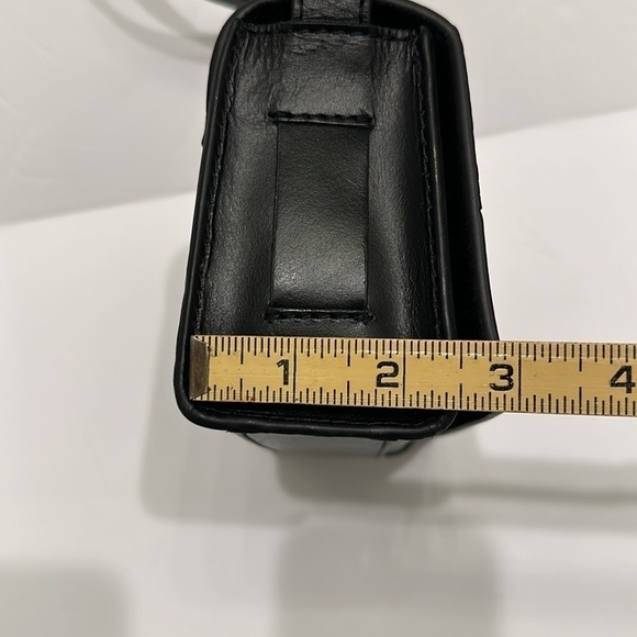 Genuine, leather black woven small box Crossbody purse handcrafted in India - Picture 5 of 11